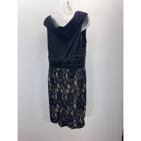 David's Bridal Sleeveless Black Lace Beaded Dress Size 16 - Picture 3 of 10